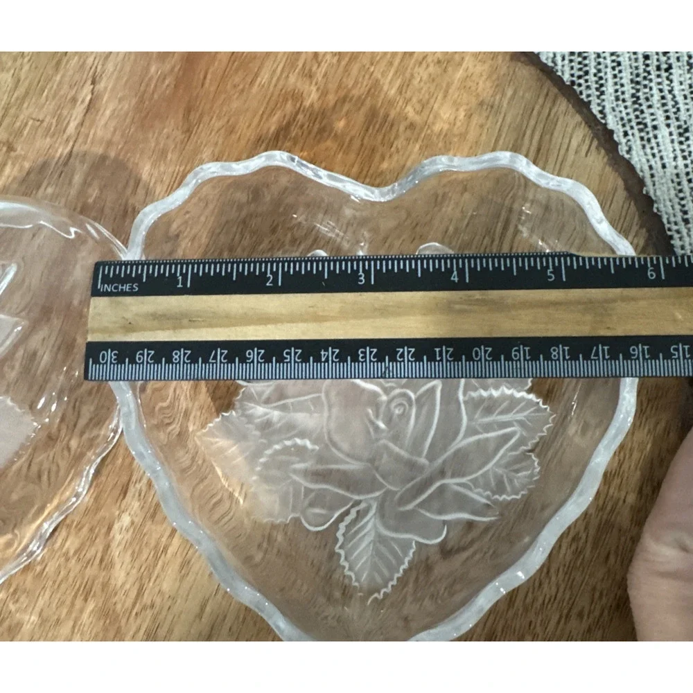 Home Beautiful Dish Crystal Covered Heart Box Rose Pearls Serve Candy Trinket Bo